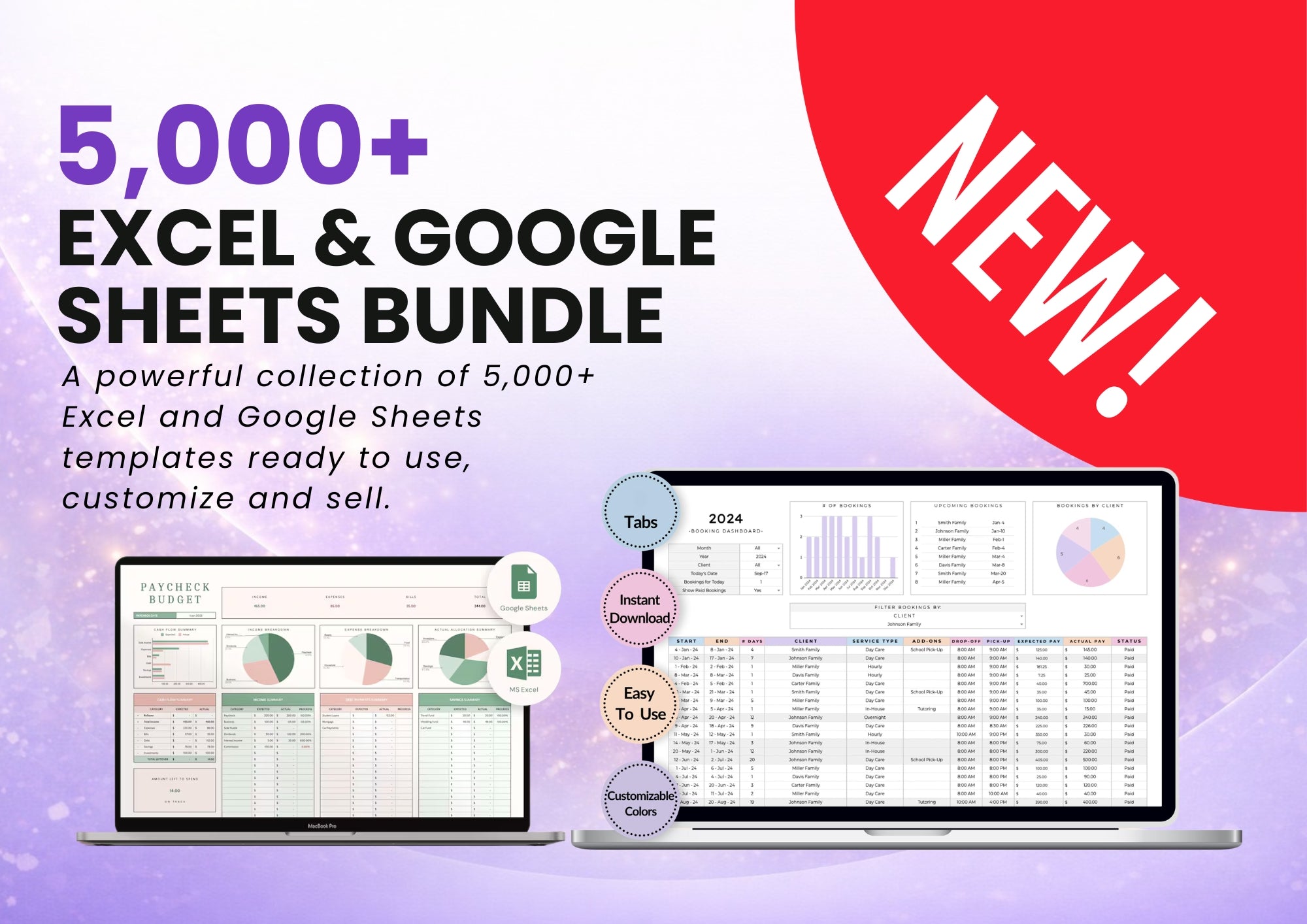 5,000+ Excel & Google Sheets Templates Bundle (Ready-to-Use & Resell)